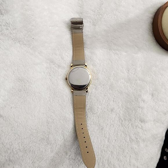 Gold/Grey Striped Anchor Leather Watch - Picture 4 of 9